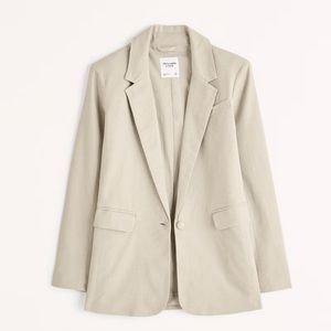 A & F Linen-Blend Blazer in Light Brown - XSMALL